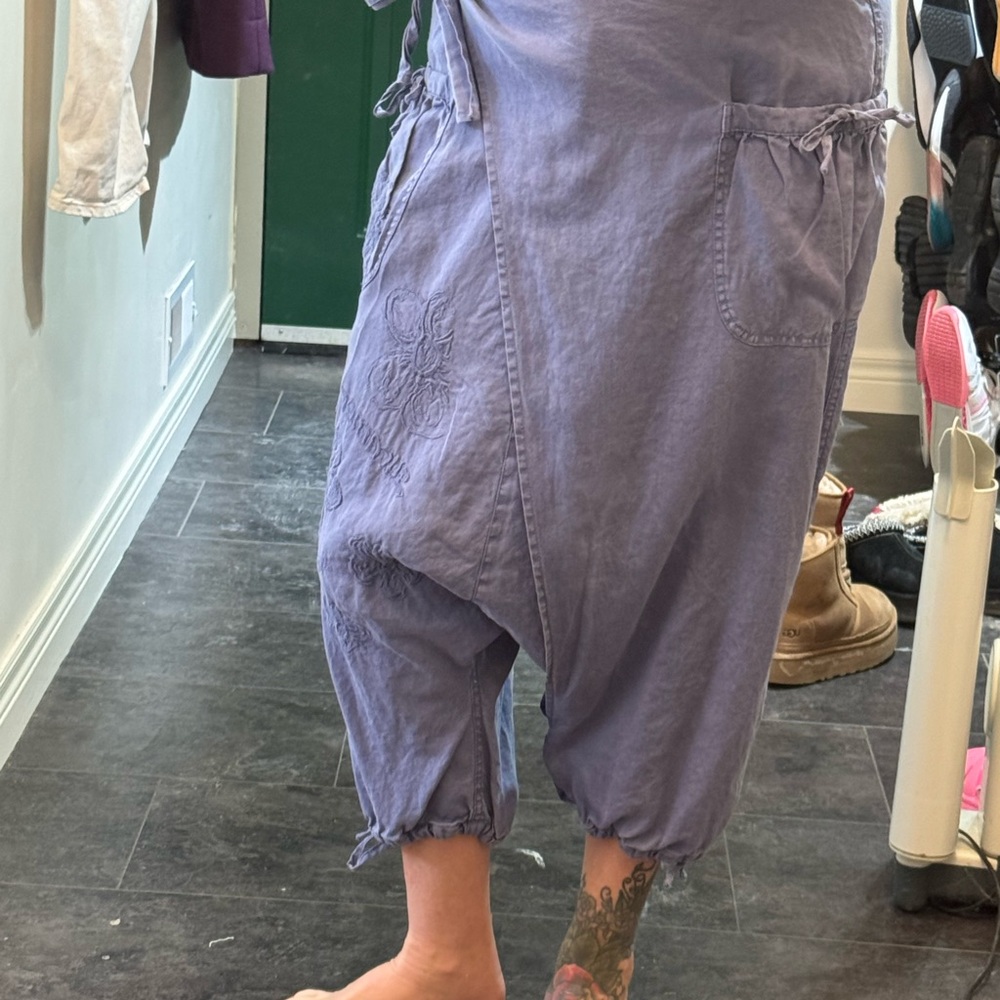 Unique 100% ramie wrap around panel embroidered skirt harem pants desigual 32